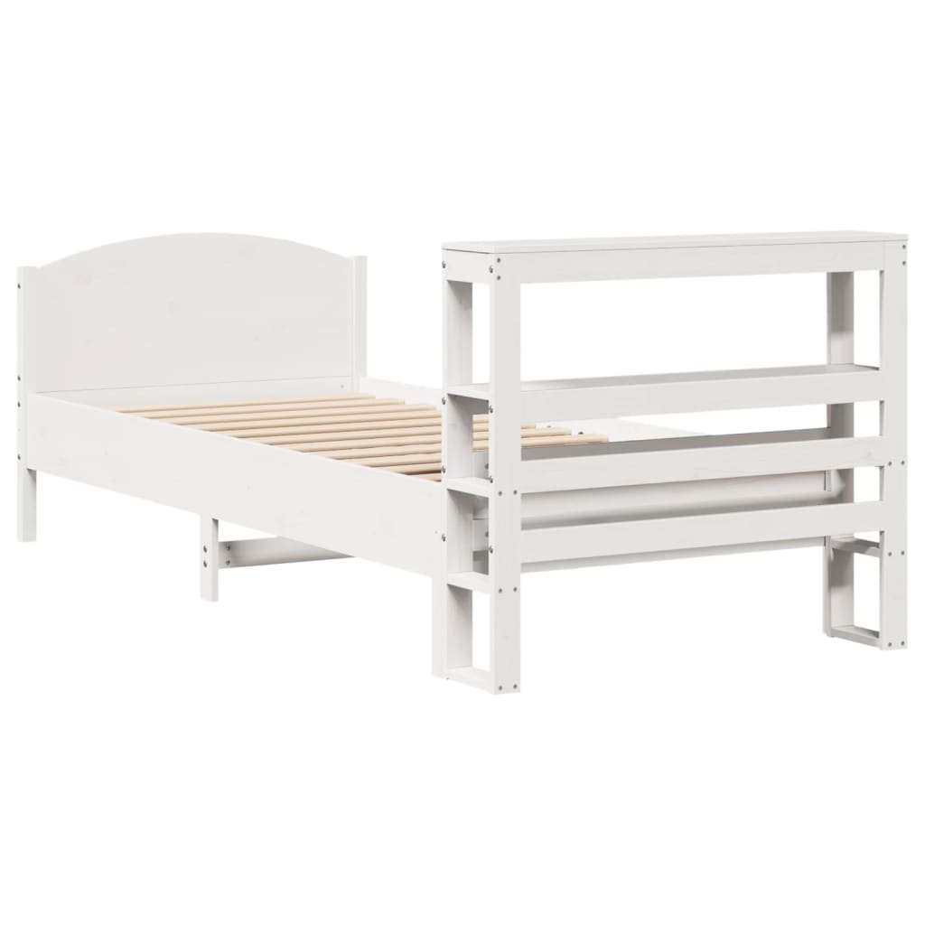 sengeramme uden madras 75x190 cm massivt fyrretræ hvid