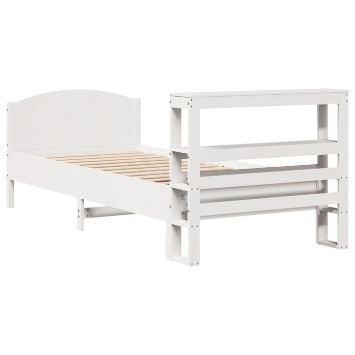 sengeramme uden madras 75x190 cm massivt fyrretræ hvid