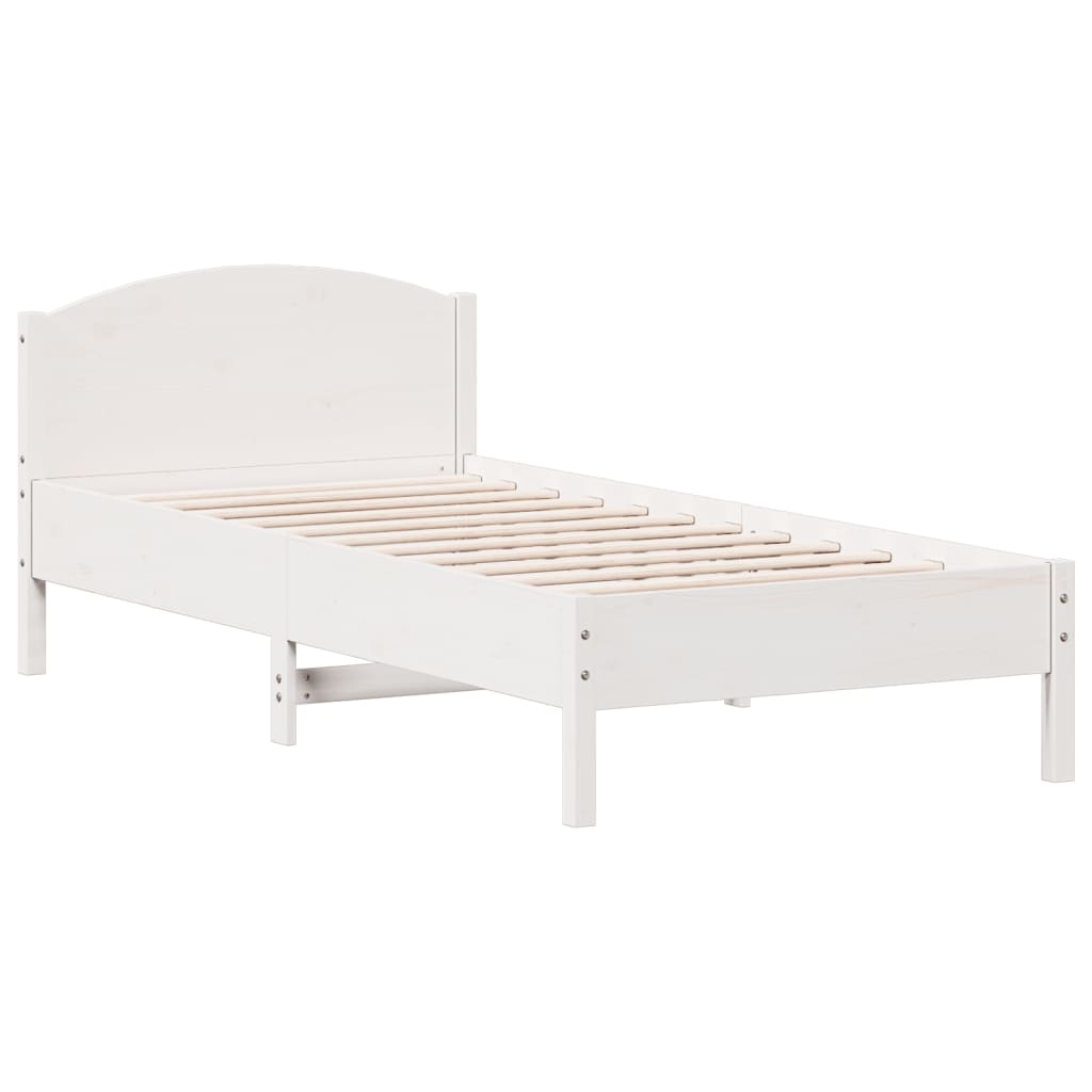 sengeramme uden madras 75x190 cm massivt fyrretræ hvid