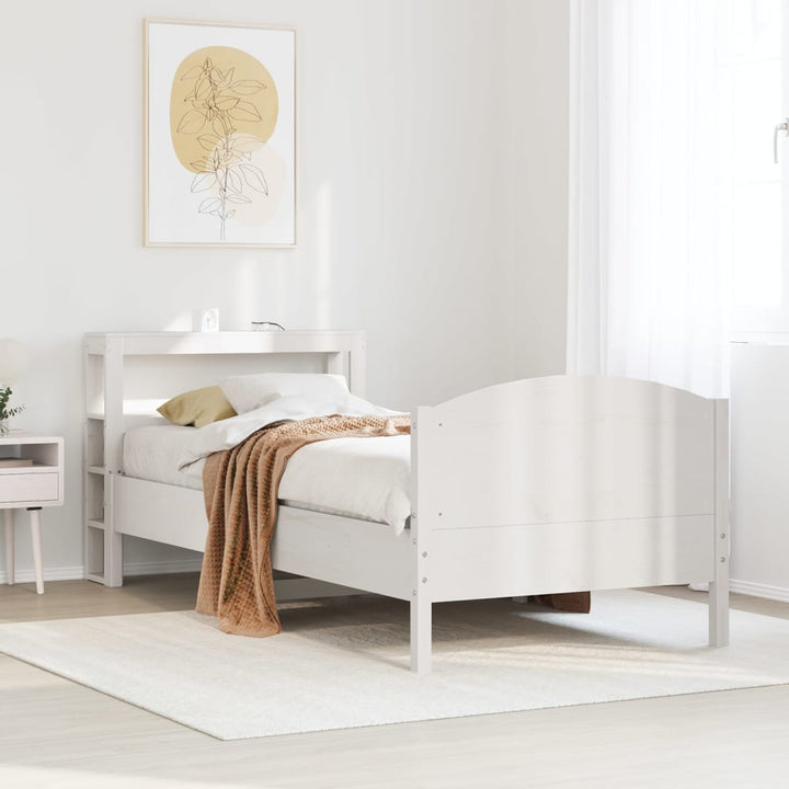 sengeramme uden madras 75x190 cm massivt fyrretræ hvid