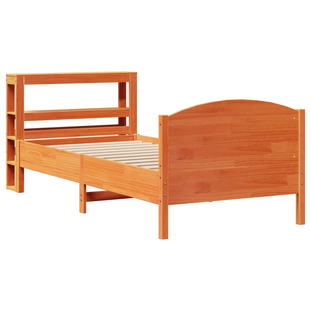 sengeramme uden madras 75x190 cm massivt fyrretræ gyldenbrun