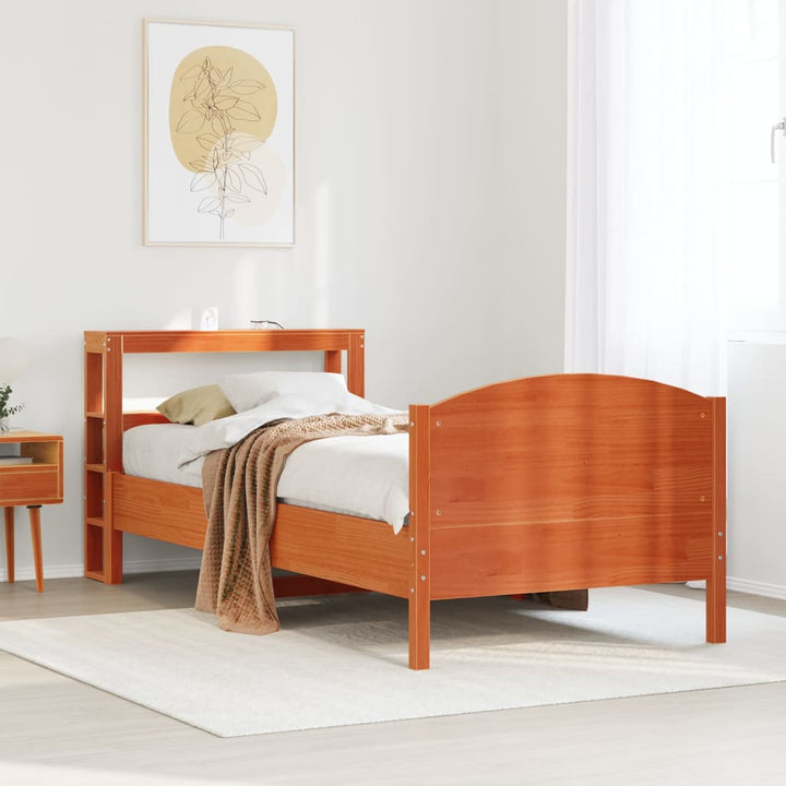 sengeramme uden madras 75x190 cm massivt fyrretræ gyldenbrun