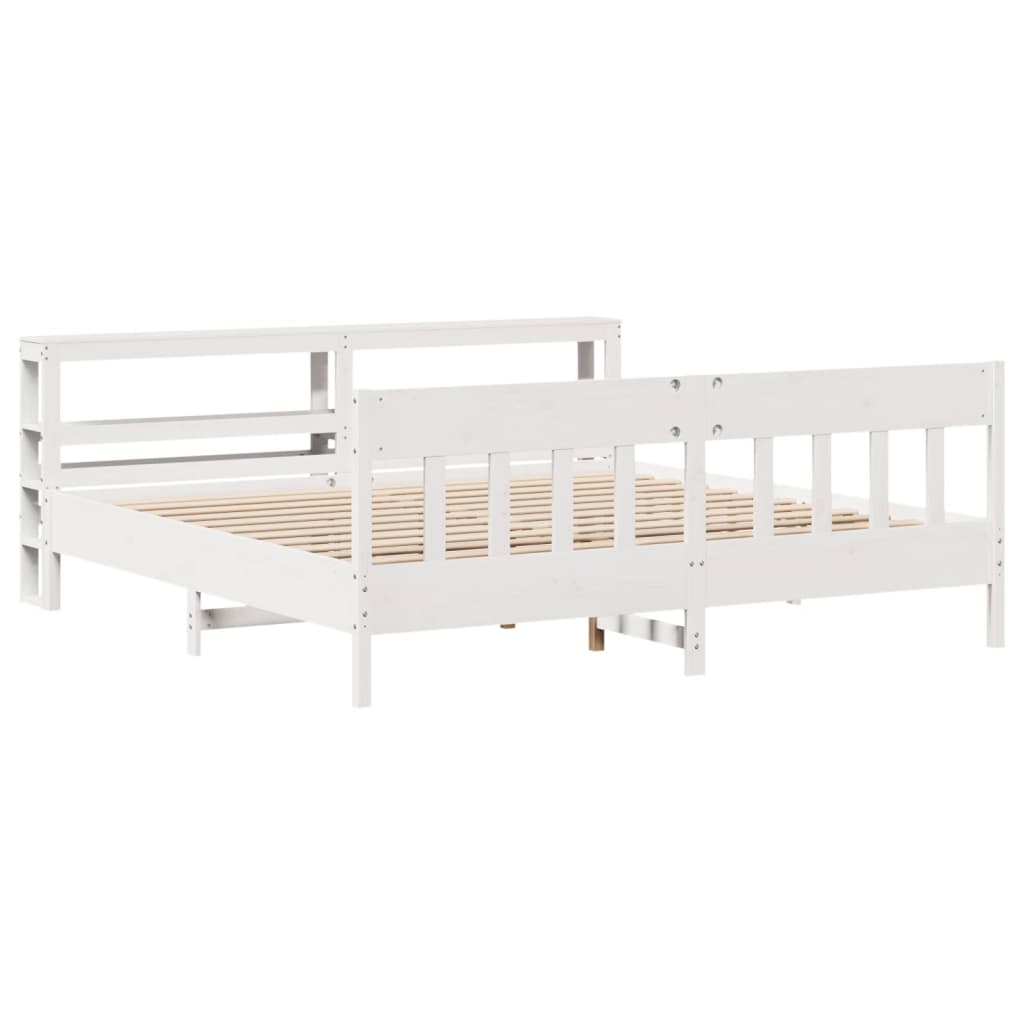 sengeramme uden madras 200x200 cm massivt fyrretræ hvid