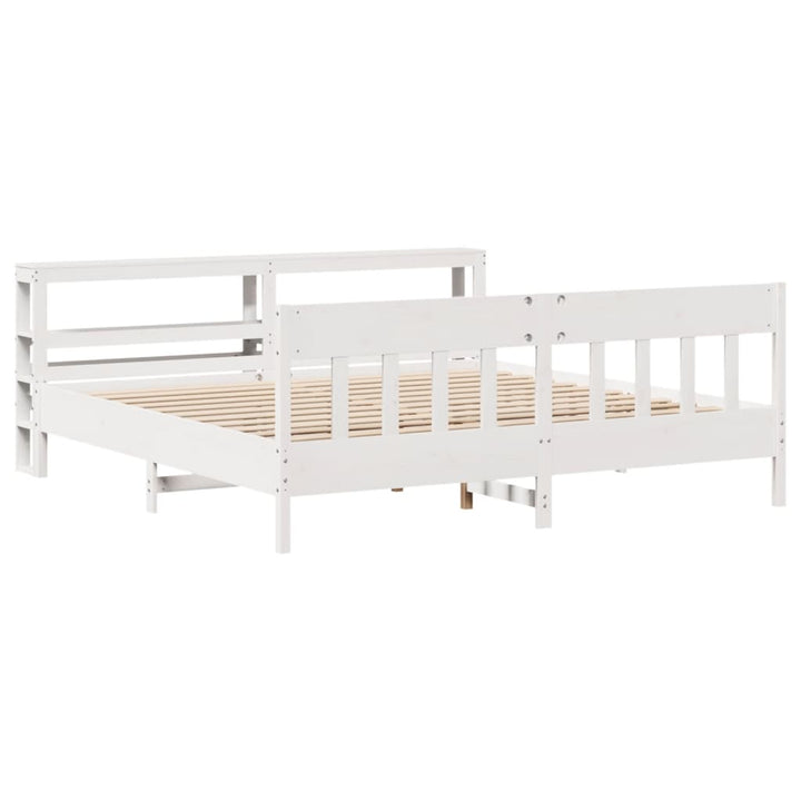 sengeramme uden madras 200x200 cm massivt fyrretræ hvid