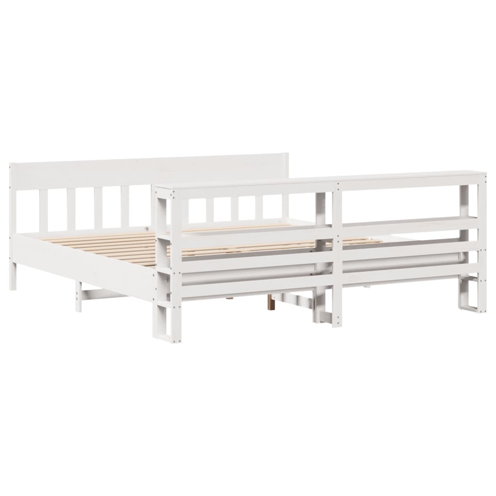sengeramme uden madras 200x200 cm massivt fyrretræ hvid