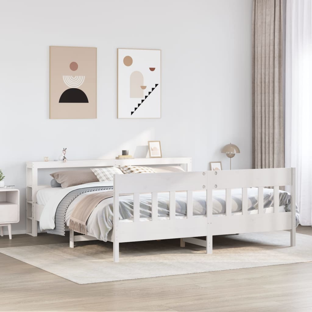 sengeramme uden madras 200x200 cm massivt fyrretræ hvid