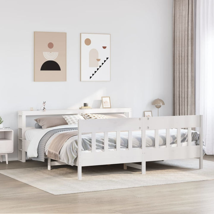 sengeramme uden madras 200x200 cm massivt fyrretræ hvid