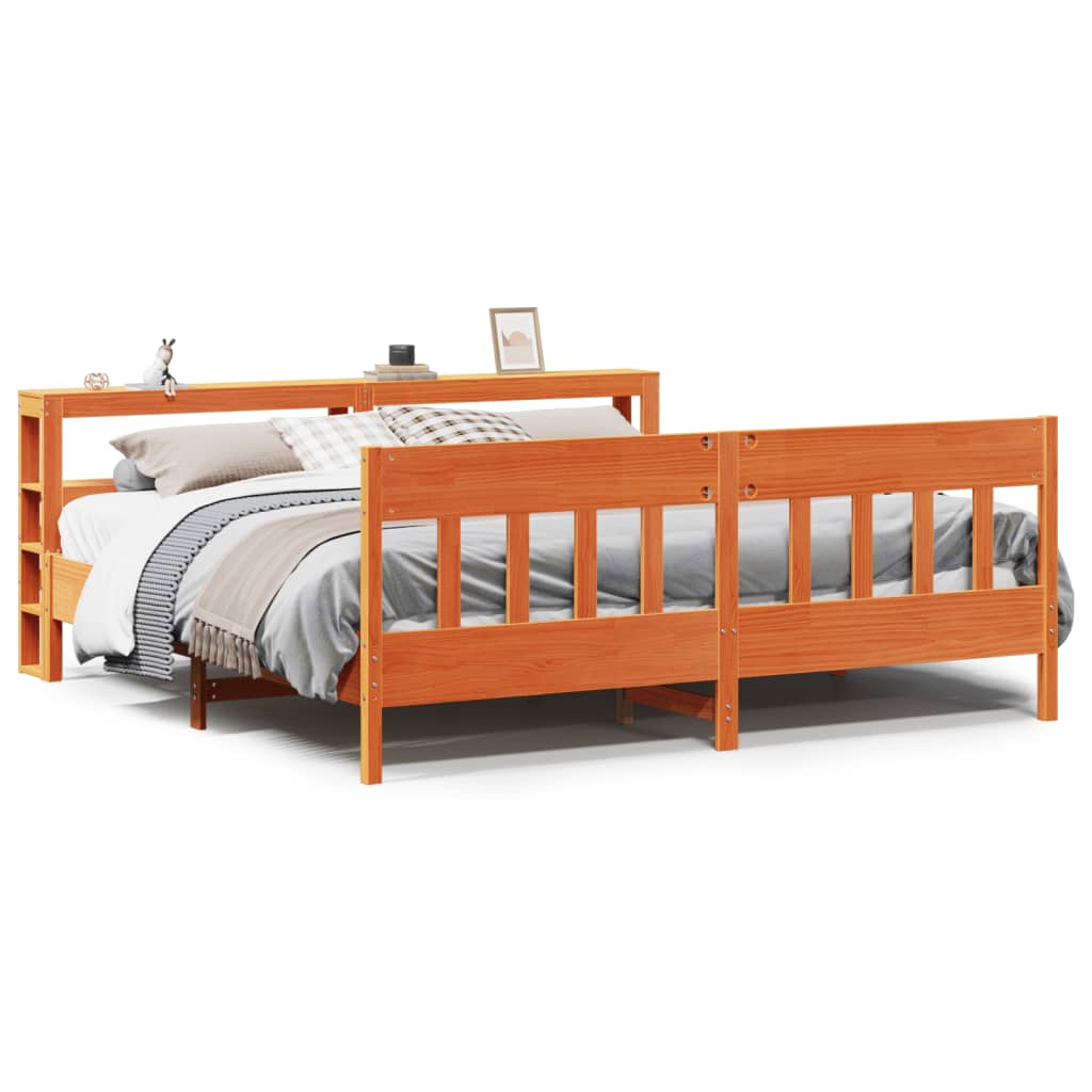 sengeramme uden madras 180x200 cm massivt fyrretræ gyldenbrun