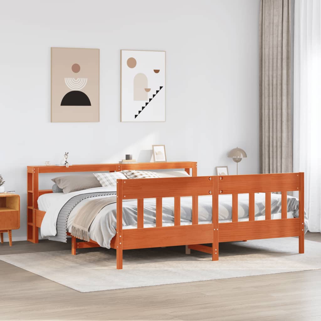 sengeramme uden madras 180x200 cm massivt fyrretræ gyldenbrun