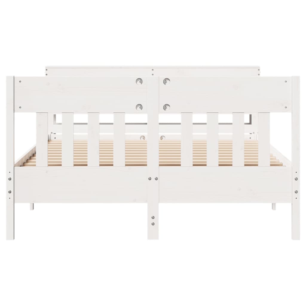 sengeramme uden madras 150x200 cm massivt fyrretræ hvid