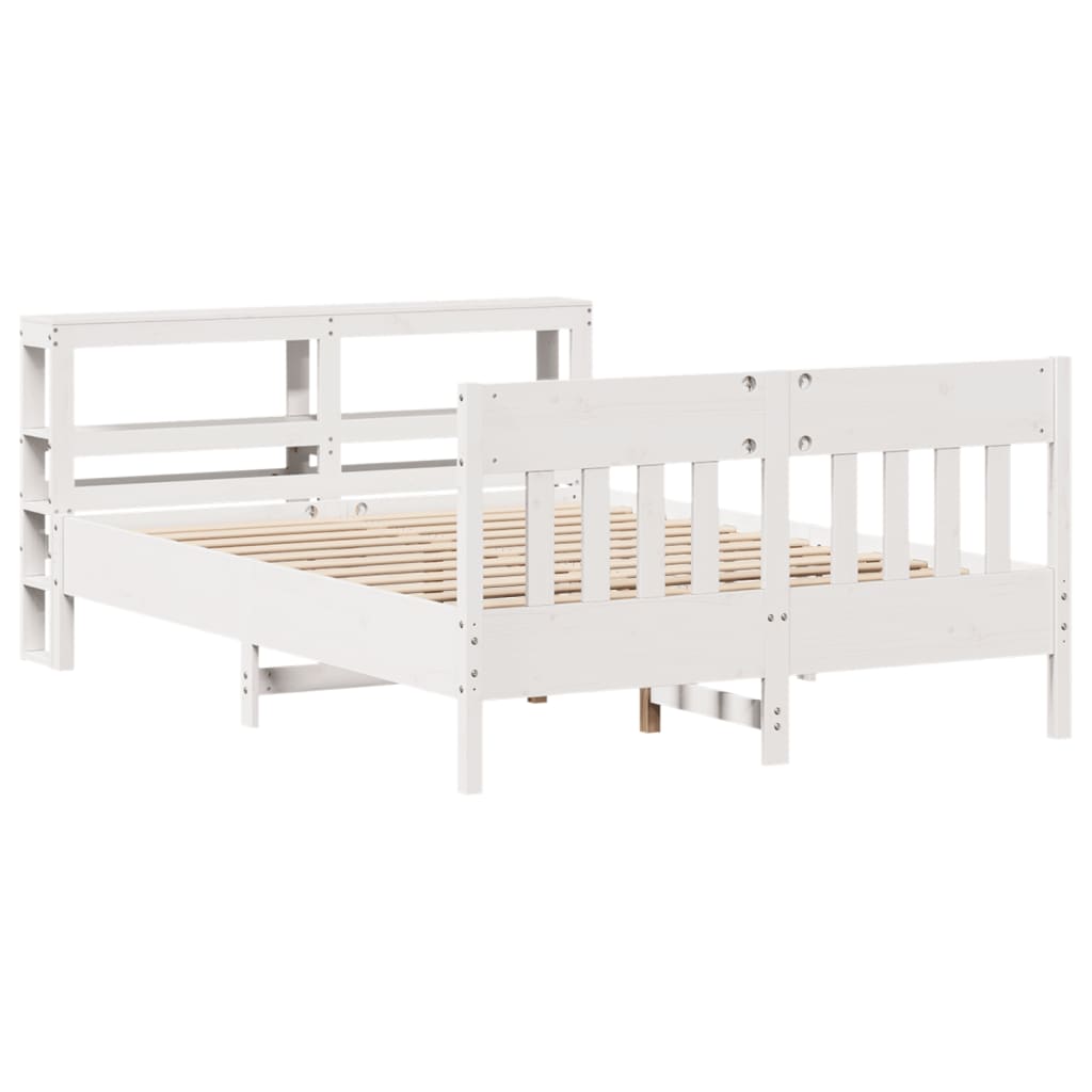 sengeramme uden madras 150x200 cm massivt fyrretræ hvid