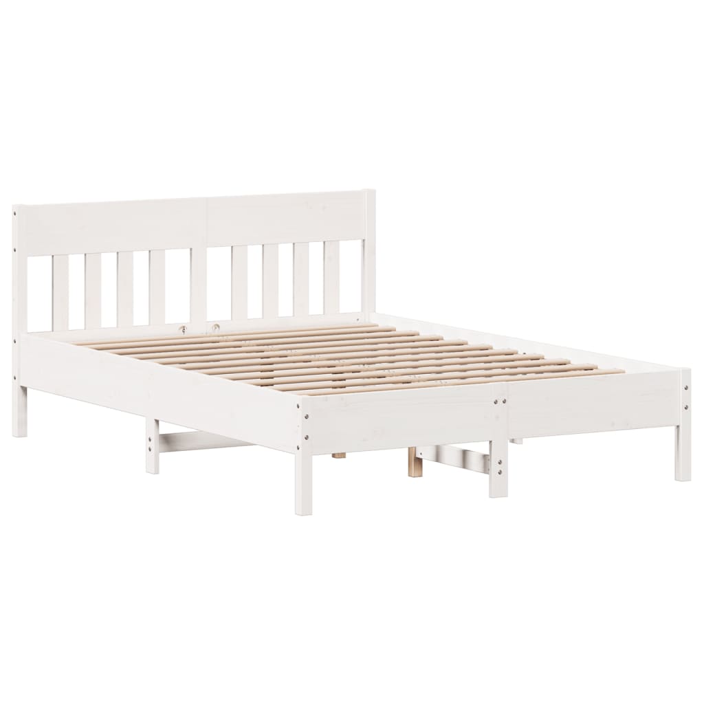 sengeramme uden madras 120x200 cm massivt fyrretræ hvid