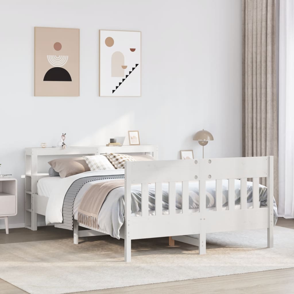 sengeramme uden madras 120x200 cm massivt fyrretræ hvid