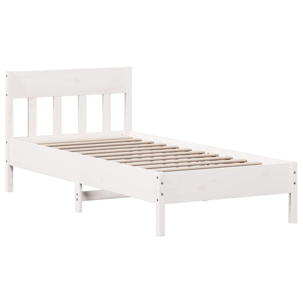 sengeramme uden madras 90x200 cm massivt fyrretræ hvid