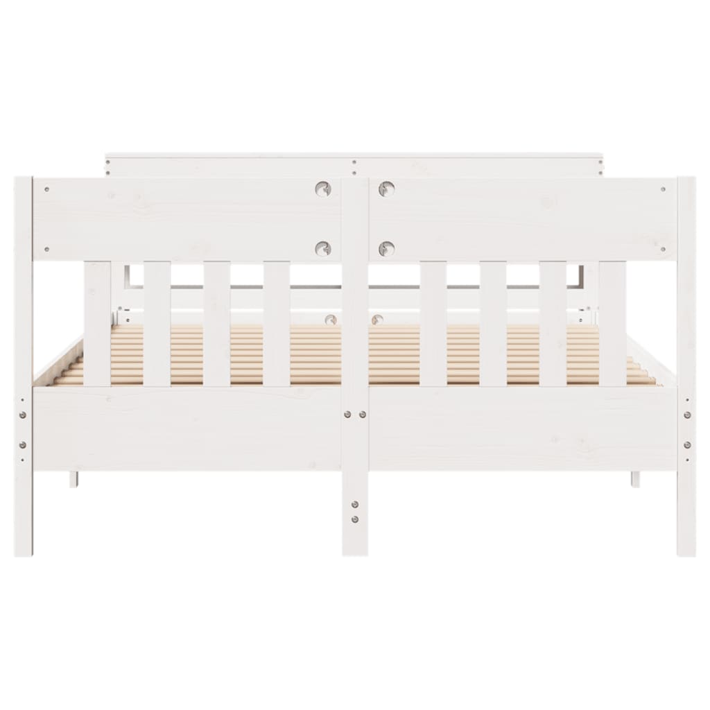 sengeramme uden madras 140x190 cm massivt fyrretræ hvid
