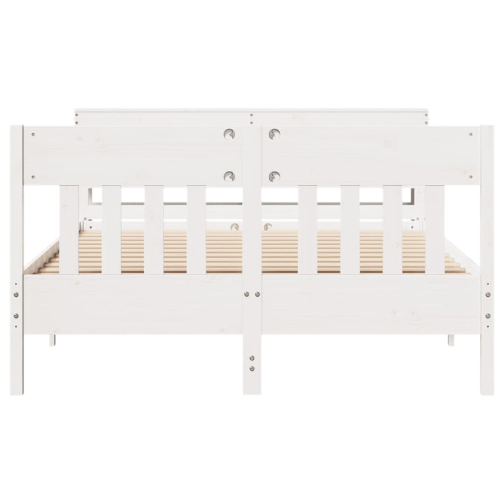 sengeramme uden madras 140x190 cm massivt fyrretræ hvid