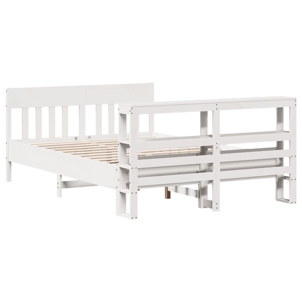sengeramme uden madras 140x190 cm massivt fyrretræ hvid