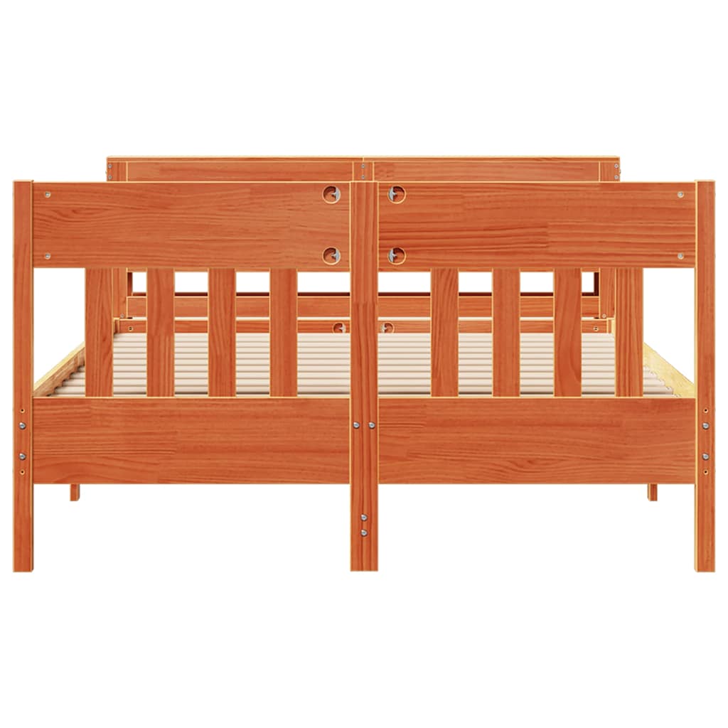 sengeramme uden madras 140x190 cm massivt fyrretræ gyldenbrun