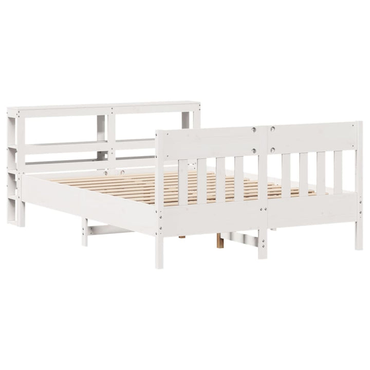 sengeramme uden madras 135x190 cm massivt fyrretræ hvid
