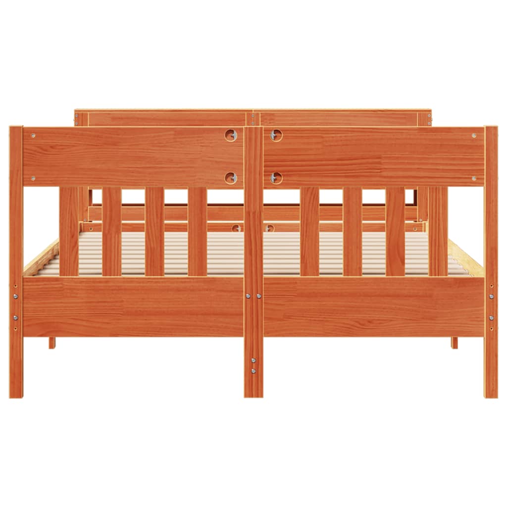sengeramme uden madras 135x190 cm massivt fyrretræ brun