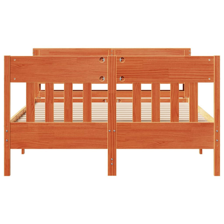 sengeramme uden madras 135x190 cm massivt fyrretræ brun