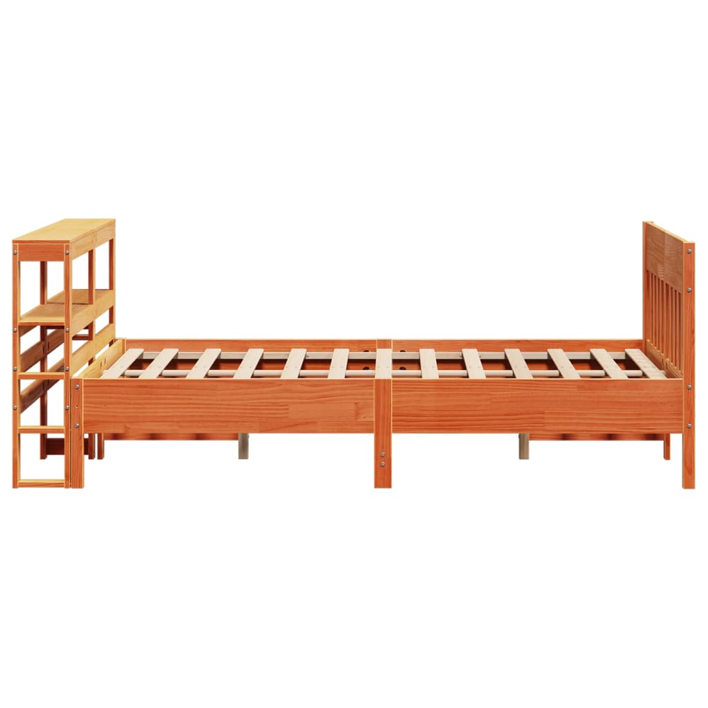 sengeramme uden madras 135x190 cm massivt fyrretræ brun