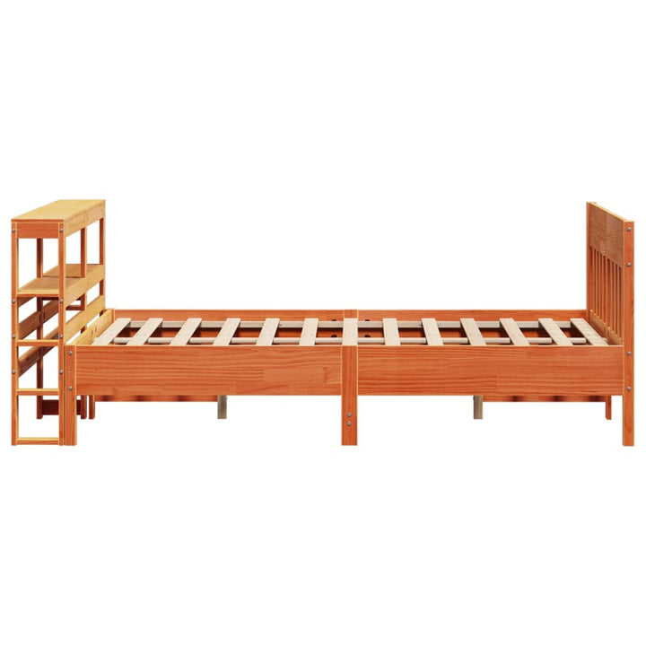 sengeramme uden madras 135x190 cm massivt fyrretræ brun