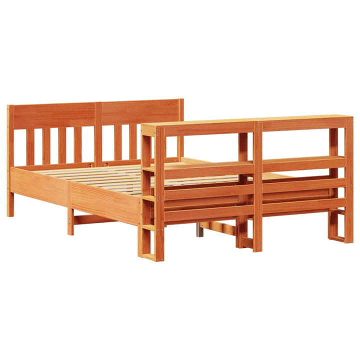 sengeramme uden madras 135x190 cm massivt fyrretræ brun