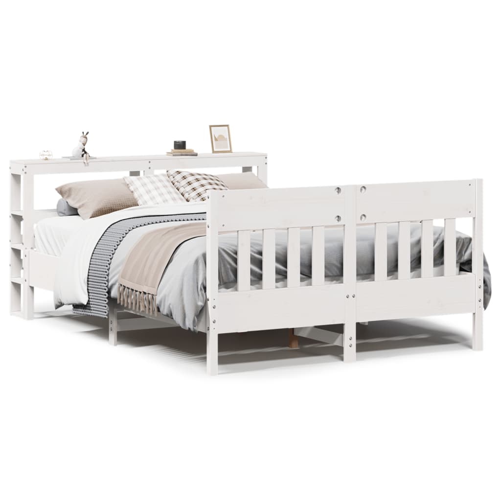 sengeramme uden madras 120x190 cm massivt fyrretræ hvid