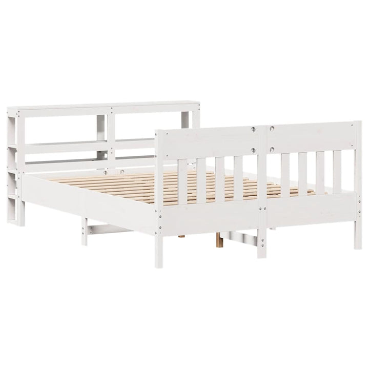sengeramme uden madras 120x190 cm massivt fyrretræ hvid