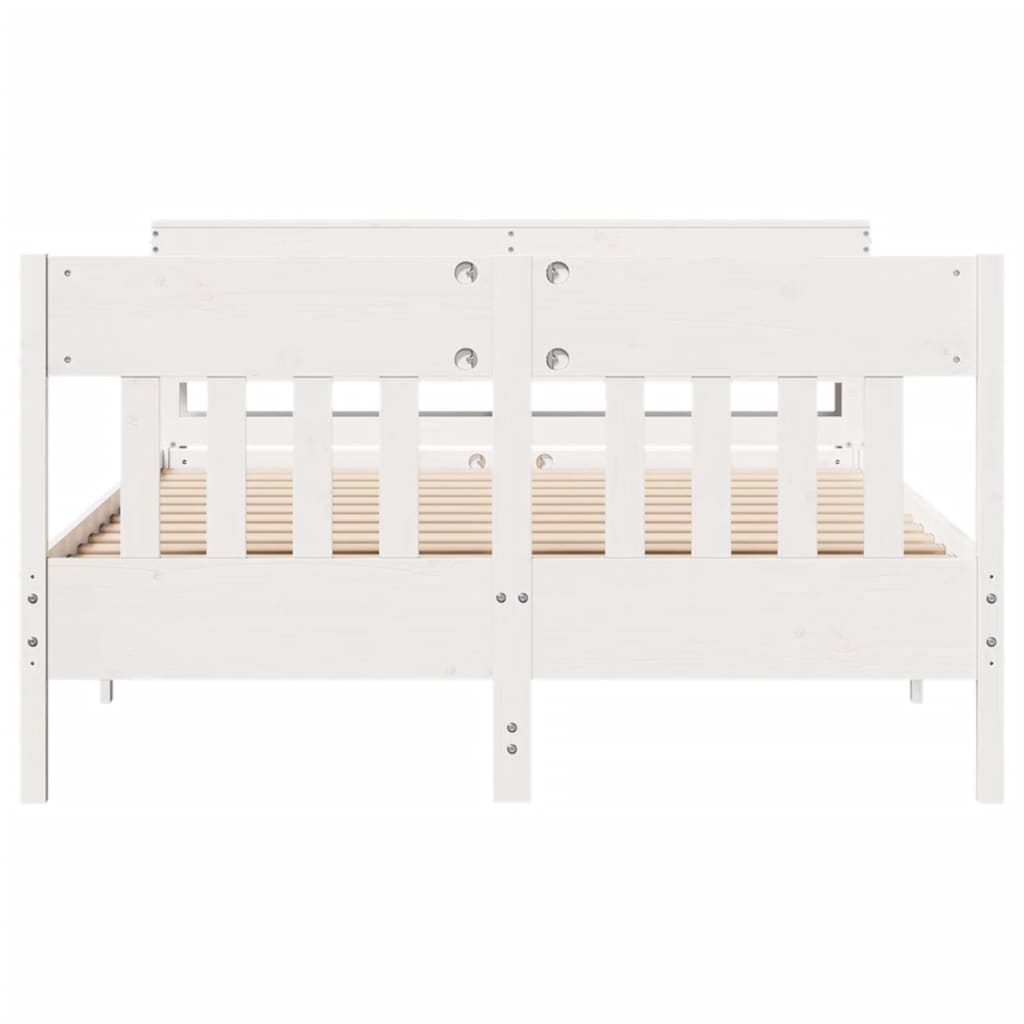 sengeramme uden madras 120x190 cm massivt fyrretræ hvid