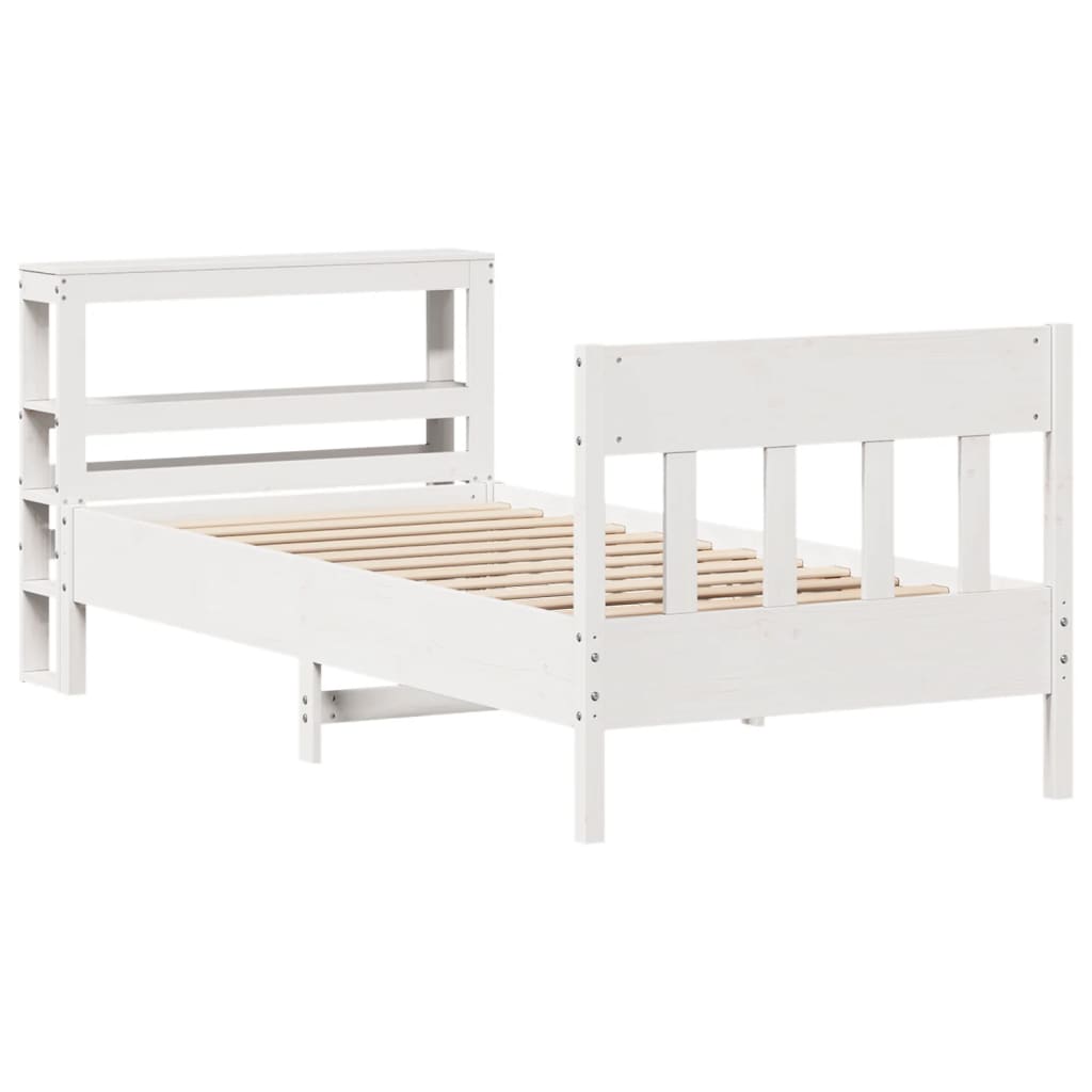 sengeramme uden madras 90x190 cm massivt fyrretræ hvid