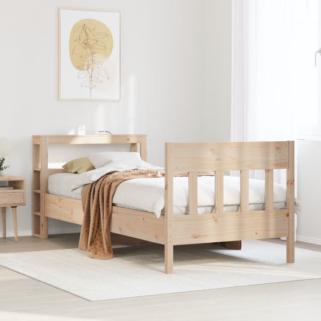 sengeramme uden madras 75x190 cm massivt fyrretræ