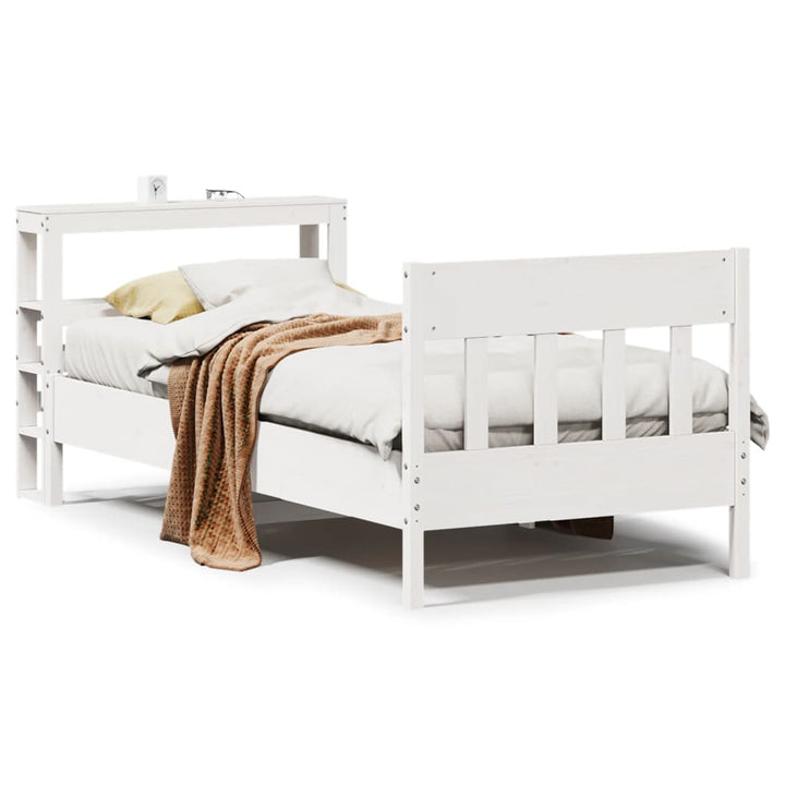 sengeramme uden madras 75x190 cm massivt fyrretræ hvid