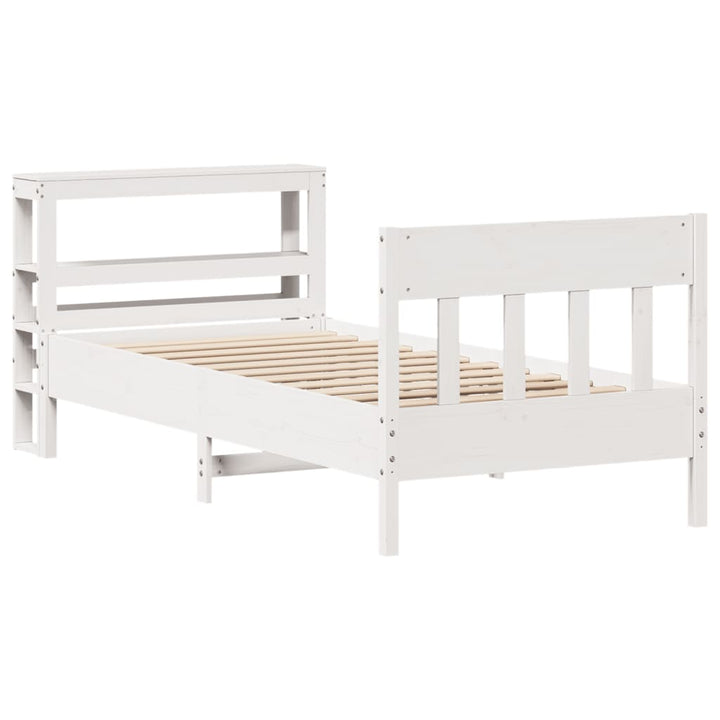 sengeramme uden madras 75x190 cm massivt fyrretræ hvid
