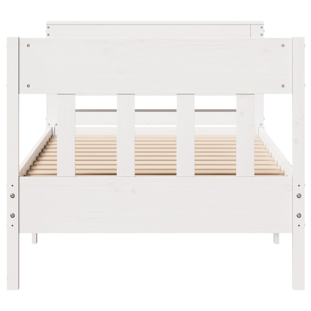 sengeramme uden madras 75x190 cm massivt fyrretræ hvid