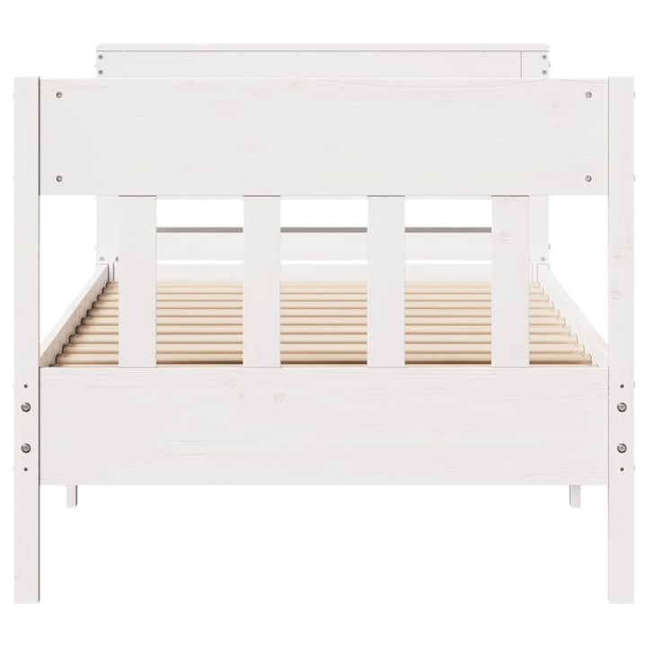 sengeramme uden madras 75x190 cm massivt fyrretræ hvid