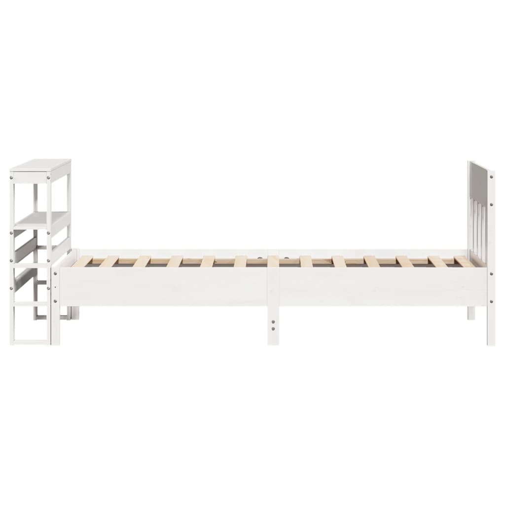sengeramme uden madras 75x190 cm massivt fyrretræ hvid