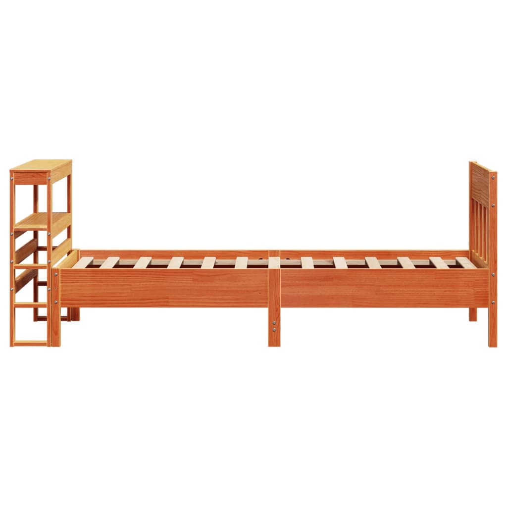 sengeramme uden madras 75x190 cm massivt fyrretræ gyldenbrun