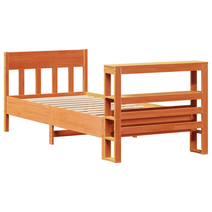 sengeramme uden madras 75x190 cm massivt fyrretræ gyldenbrun