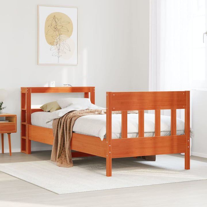 sengeramme uden madras 75x190 cm massivt fyrretræ gyldenbrun
