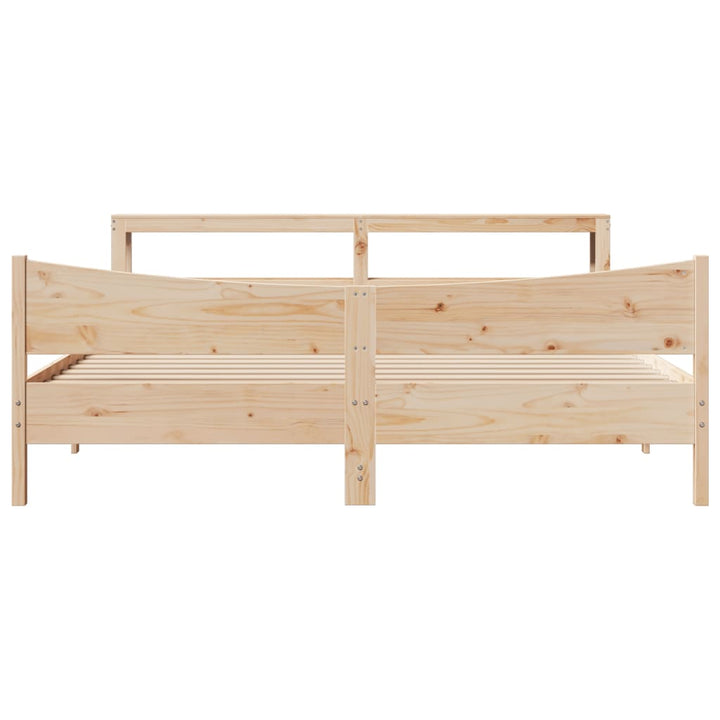 sengeramme med sengegavl 200x200 cm massivt fyrretræ