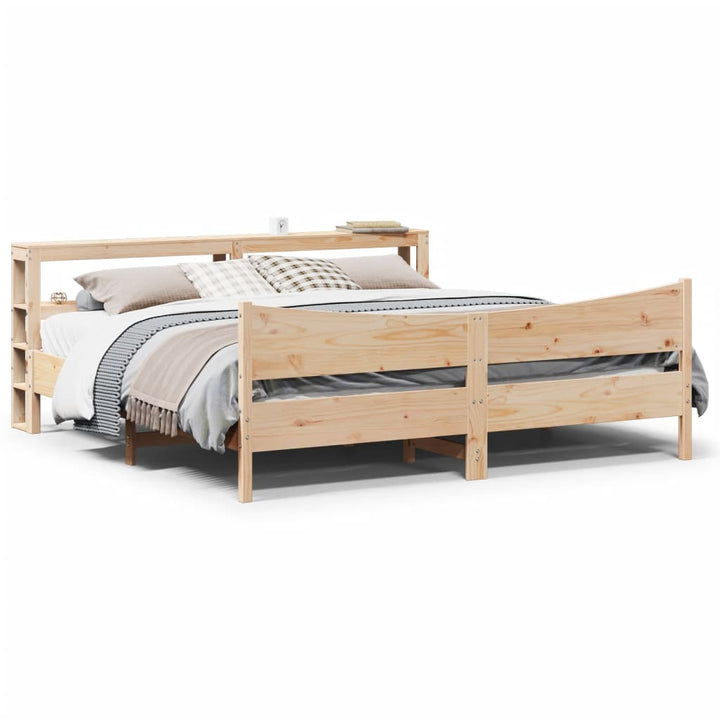 sengeramme med sengegavl 200x200 cm massivt fyrretræ