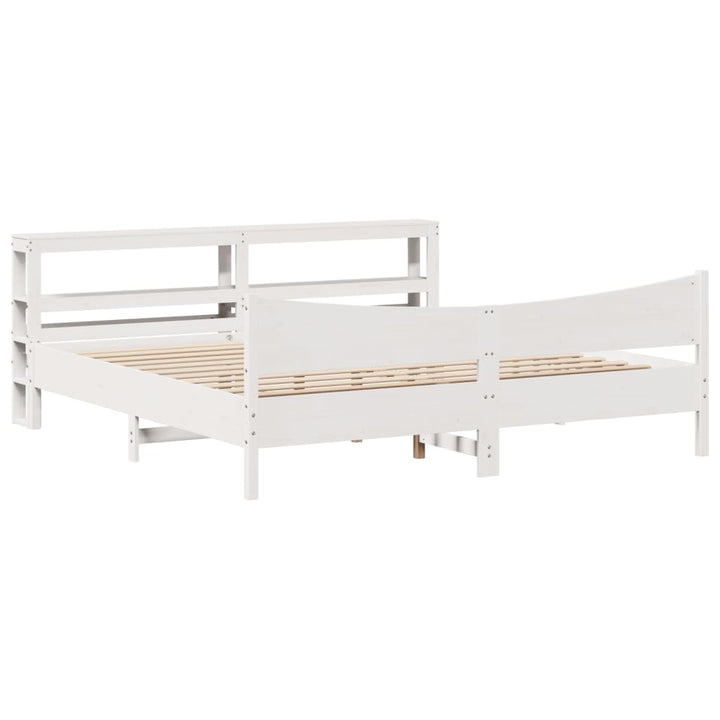 sengeramme med sengegavl 200x200 cm massivt fyrretræ hvid
