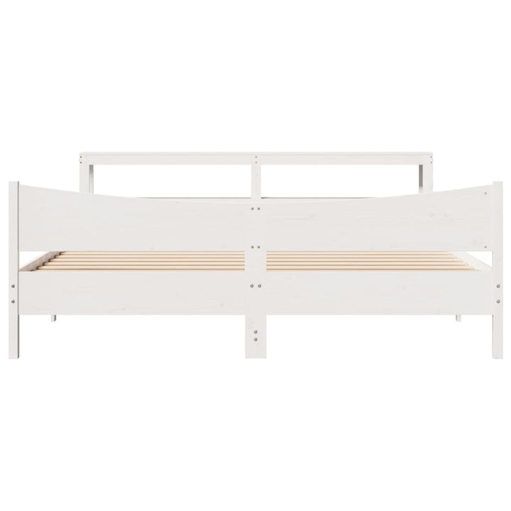 sengeramme med sengegavl 200x200 cm massivt fyrretræ hvid