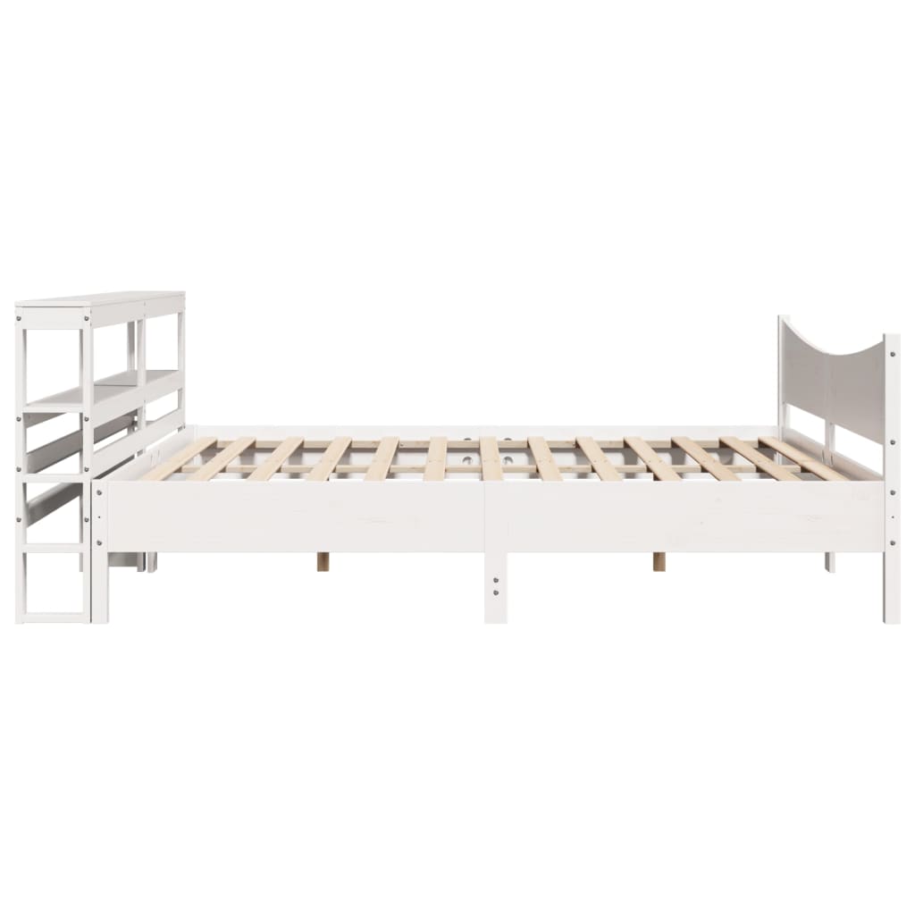 sengeramme med sengegavl 200x200 cm massivt fyrretræ hvid
