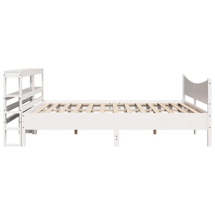 sengeramme med sengegavl 200x200 cm massivt fyrretræ hvid