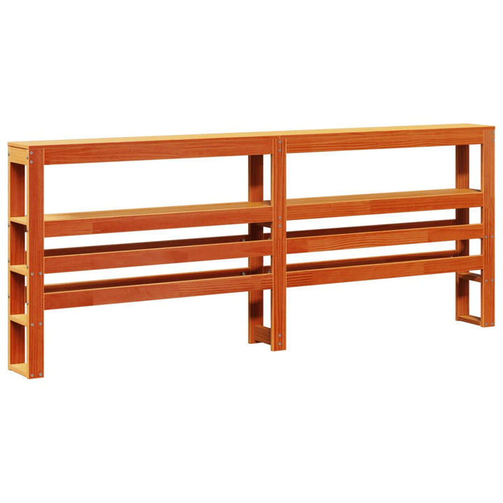 sengeramme med sengegavl 200x200 cm massivt fyrretræ gyldenbrun