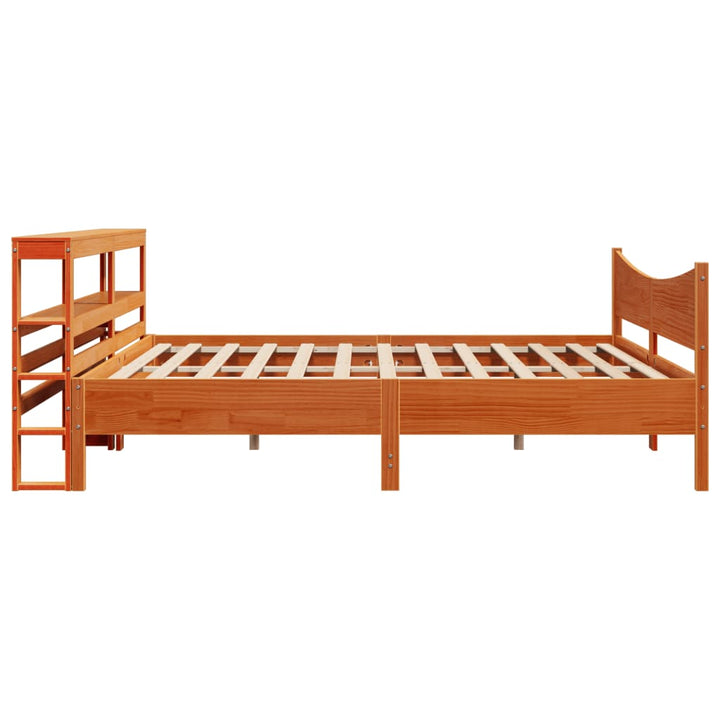 sengeramme med sengegavl 200x200 cm massivt fyrretræ gyldenbrun
