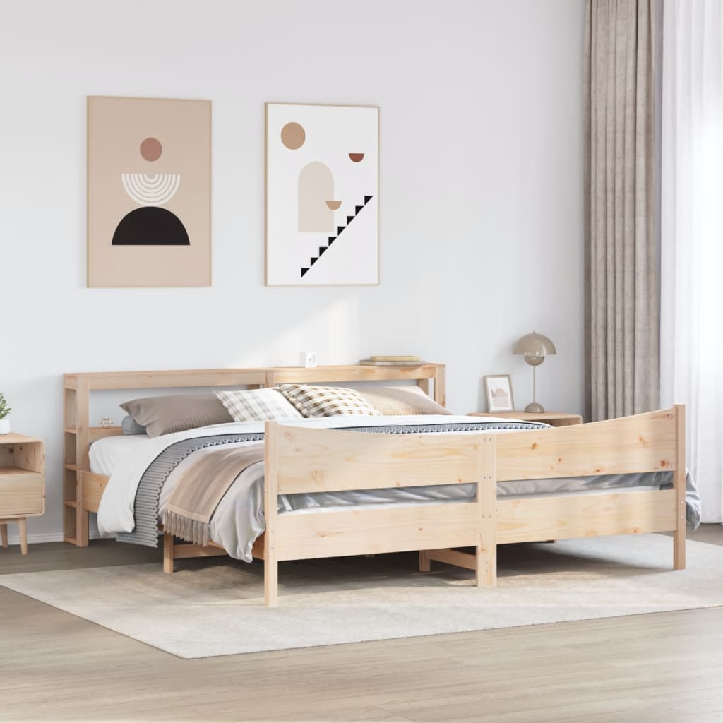 sengeramme med sengegavl 180x200 cm massivt fyrretræ